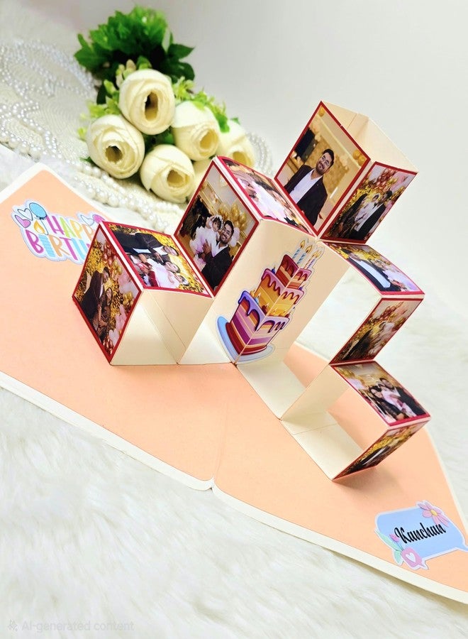 US IDEAL CRAFT بطاقة معايدة ثلاثية الأبعاد منبثقة قابلة للتخصيص من US IDEAL CRAFT لعيد ميلاد سعيد مع ظرف للزوج والزوجة والصديق (قطعة واحدة) مع صورة (10 صور) - Image 1