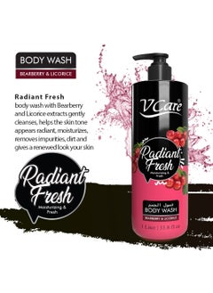 VCare V Care Body Wash 1litre - Brightening & Nourishing Formula | Bearberry & Licorice Extract | Large Size | Hydrating Body Wash for Radiant Skin | Suitable for all skin types  - Image 2