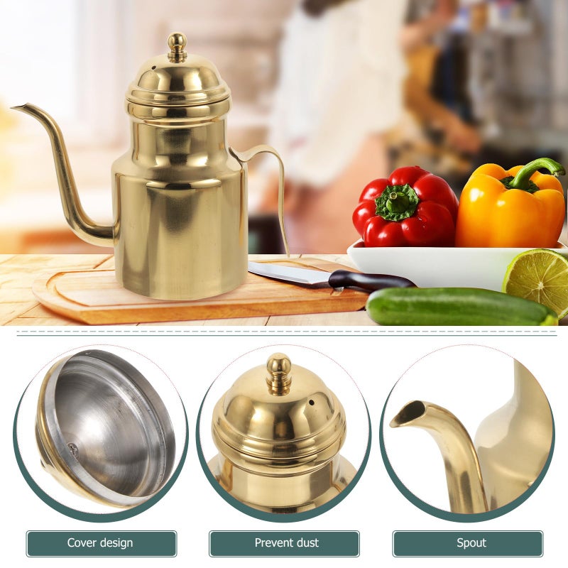 Cabilock Oil Dispenser Vinegar Dispenser Bottle Stainless Steel Oil Can Container with Handle for Kitchen Restaurant Cooking BBQ Golden - Image 5