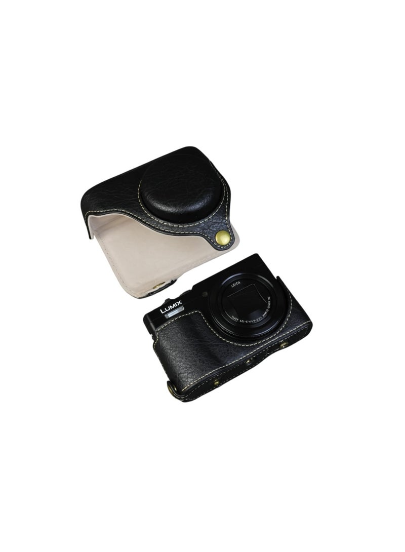 Case Compatible with TZ99 Digital Camera, PU Leather Protective Cover for Panasonic DC-ZS99 Tz99, Camera Case with Adjustable Shoulder Strap With 1/4 Inch Screw at The Bottom (Black) - Image 4
