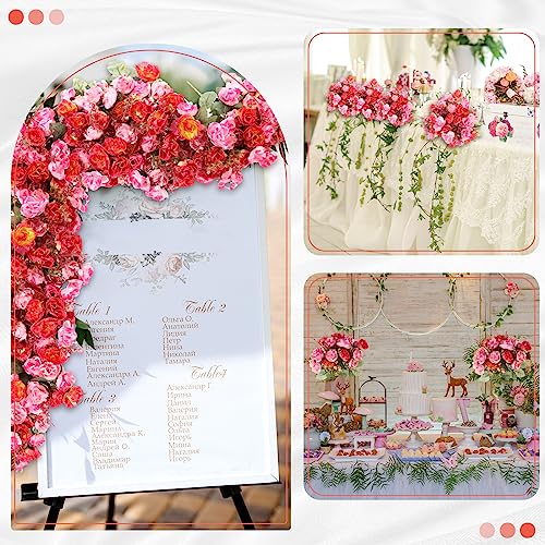 Geosar 8 Pcs Rose Artificial Flowers Fake Flowers Bouquet 21 Heads Silk Faux Floral Bundles with Stem for Home Bridal Wedding Arrangements Table Centerpieces Party Decor (Rose Red) - Image 5