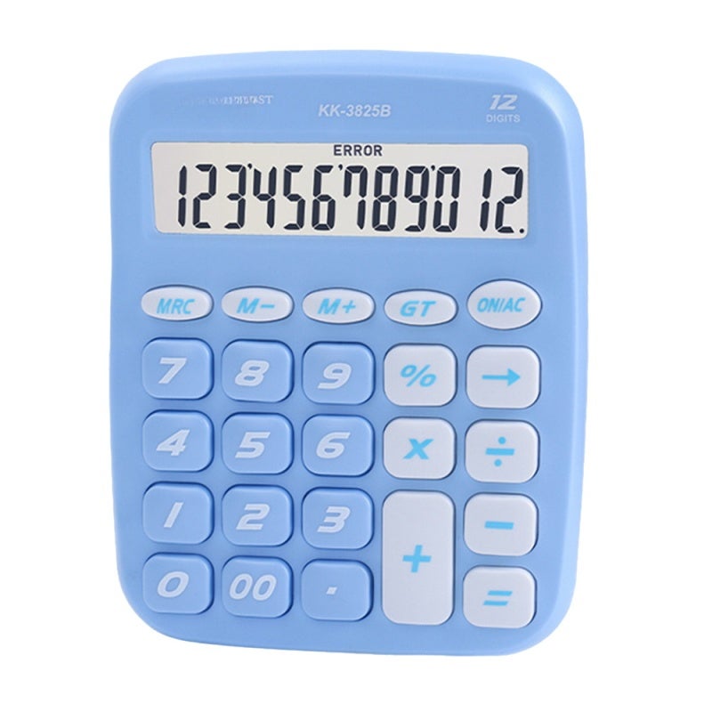 12-Digit Blue Small Calculator - Big Buttons Silent Keyboard Mechanical Calculator for Office Work, Accounting, Student Homework - Image 1