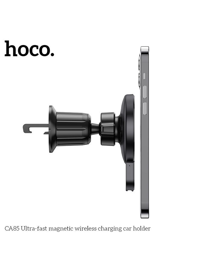 hoco. Car wireless charger CA85 Ultra-fast magnetic for air outlet(Black) - Image 3
