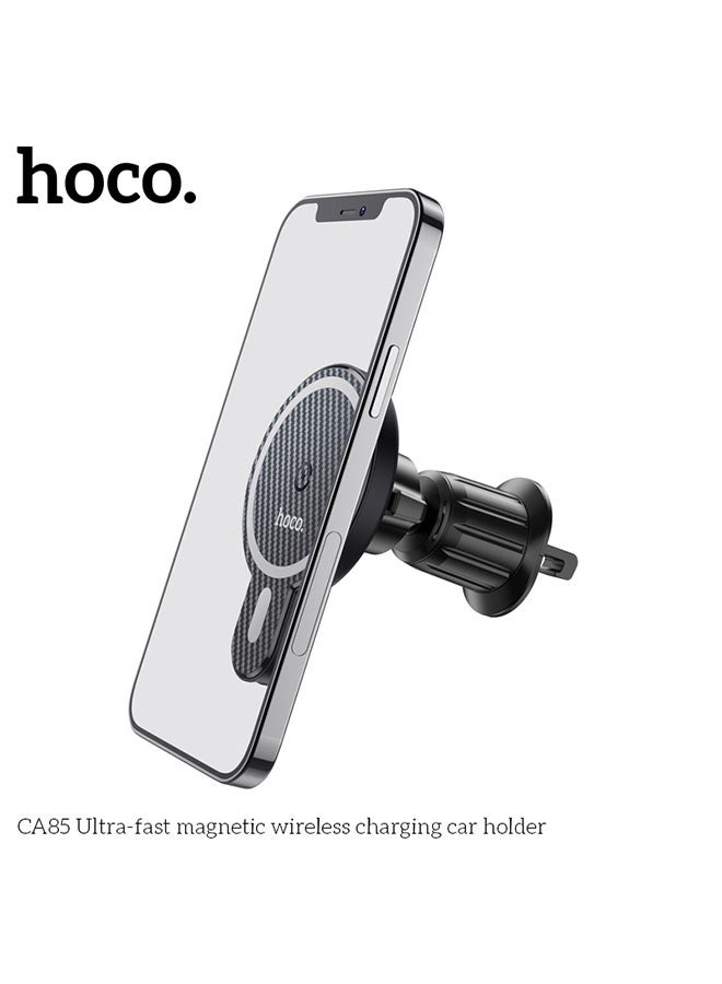 hoco. Car wireless charger CA85 Ultra-fast magnetic for air outlet(Black) - Image 2