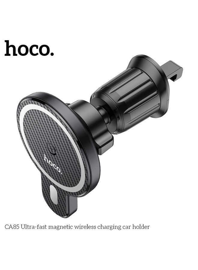 hoco. Car wireless charger CA85 Ultra-fast magnetic for air outlet(Black) - Image 5