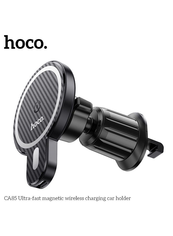 hoco. Car wireless charger CA85 Ultra-fast magnetic for air outlet(Black) - Image 4