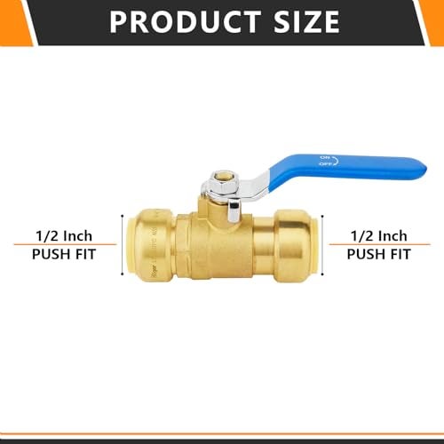HeSun 2PCs HeSun Push Fit Ball Valve 12Inch PushtoConnect Full Port Shutoff Valve for Hot and Cold Waterwith 1 Disconnect Clip PEXCopperCPVC BluePFVALVE0472 - Image 3