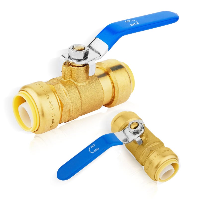 HeSun 2PCs HeSun Push Fit Ball Valve 12Inch PushtoConnect Full Port Shutoff Valve for Hot and Cold Waterwith 1 Disconnect Clip PEXCopperCPVC BluePFVALVE0472 - Image 2