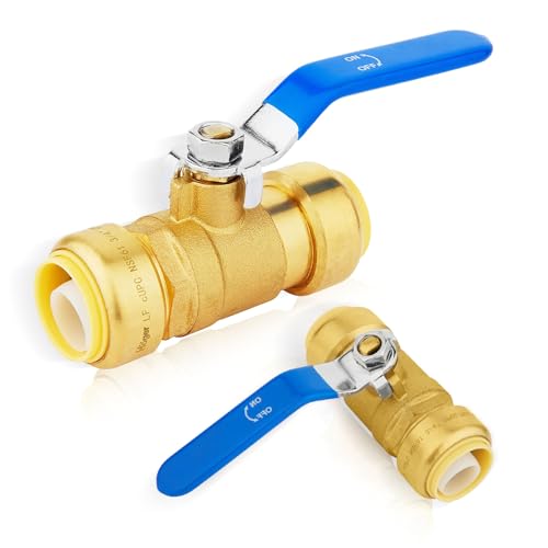 HeSun 2PCs HeSun Push Fit Ball Valve 12Inch PushtoConnect Full Port Shutoff Valve for Hot and Cold Waterwith 1 Disconnect Clip PEXCopperCPVC BluePFVALVE0472 - Image 1