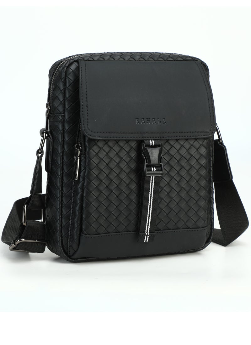 RAHALA 9286-1 Leather Modern Shoulder Work Travel Everyday Use Organized Stylish Crossbody bag - Black  - Image 1