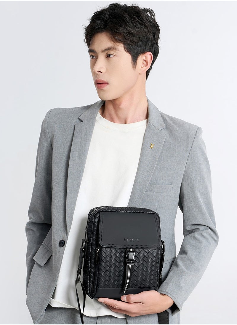 RAHALA 9286-1 Leather Modern Shoulder Work Travel Everyday Use Organized Stylish Crossbody bag - Black  - Image 3