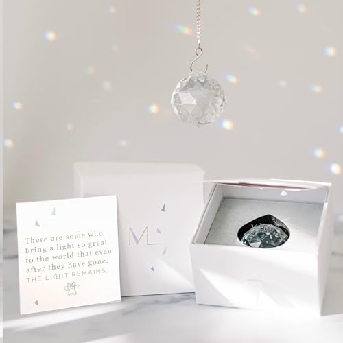 Memorialight Pet Memorial Gift - Unique Sympathy Gift for Loss of Dog & Cat, Modern Bereavement Gift for Daily Remembrance, Pet Loss Gift, 40mm Crystal Ornament Rainbow Maker & Paw Print Keepsake Card - Image 4