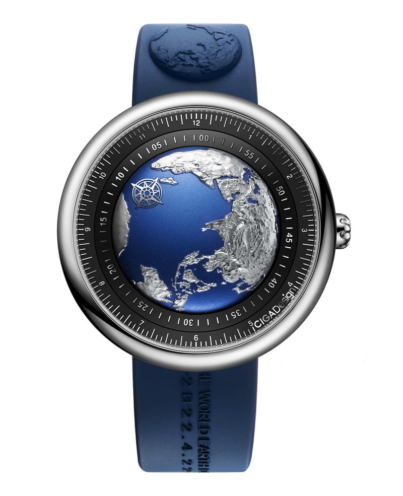 CIGA Design Mechanical Automatic Watch Blue Planet U Series Environmental Titanium Case Sapphire Crystal Fluororubber Strap Watches for Men and Women - Image 1