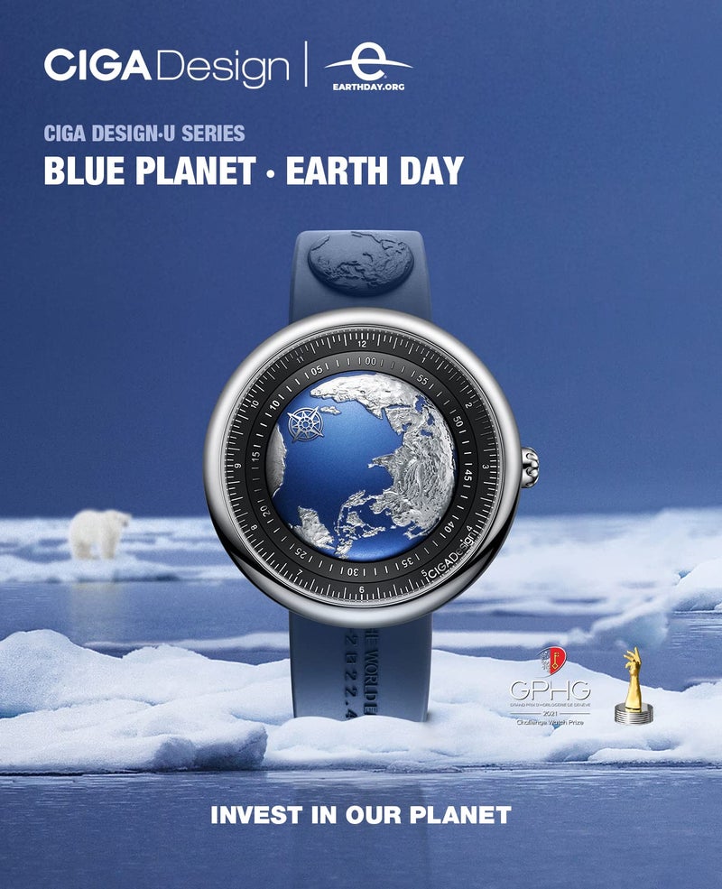 CIGA Design Mechanical Automatic Watch Blue Planet U Series Environmental Titanium Case Sapphire Crystal Fluororubber Strap Watches for Men and Women - Image 2