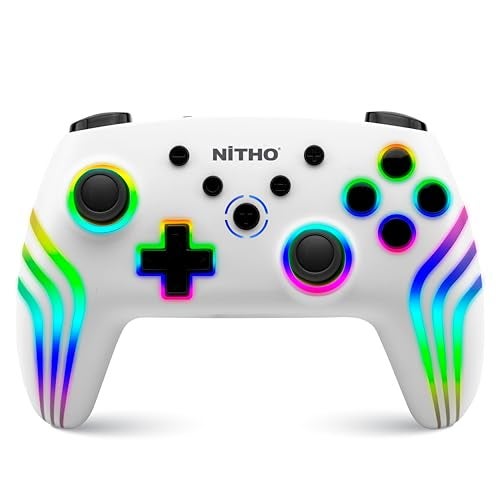 NiTHO NEXUS Wireless Controller for PC, Windows, Switch & Switch 2, iOS, Android, Gaming Gamepad with RGB Light | Hall Effect Triggers | 6-Axis Gyro | Vibration & Turbo | Programmable Buttons, White - Image 1