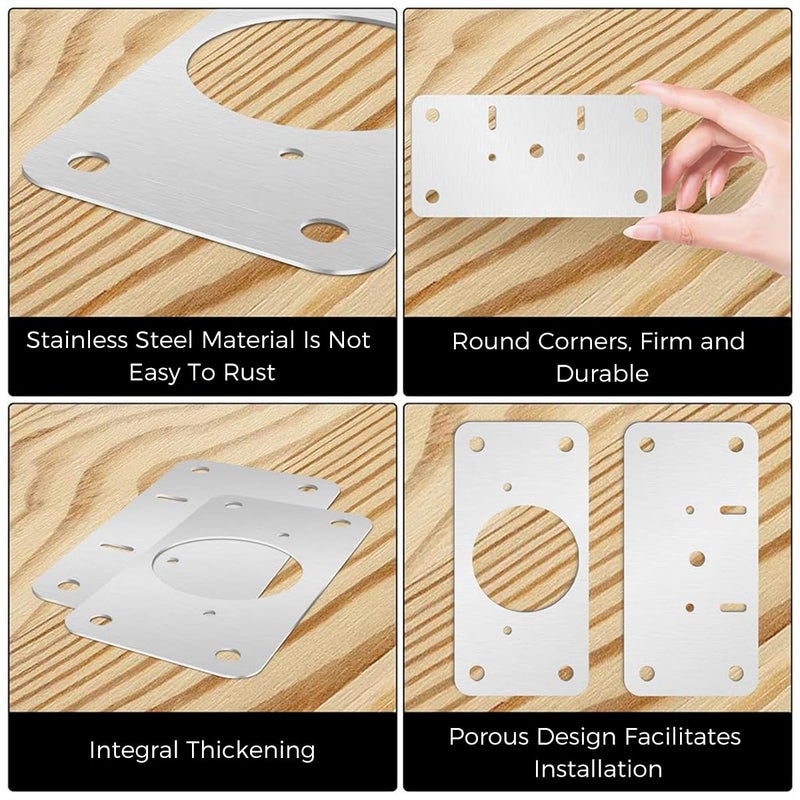 Serplex 12Pcs Hinge Repair Plates and Screws Pack Auto Concealed Hinge Plates with PrePunched Holes Universal Stainless Steel Door Hinge Plates for Doors Cabinets Cupboard Door Wardrobes - Image 4