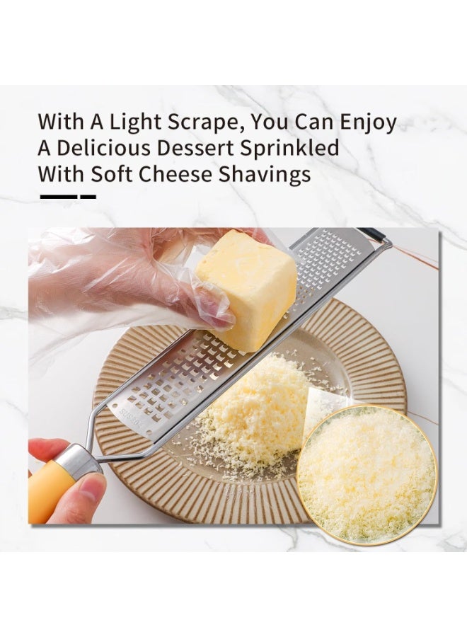 سيوسي Lemon Zester Tool, Stainless Steel Citrus Grater with Ergonomic Handle, Dual-Sided Fine and Coarse Kitchen Grater for Cheese, Ginger, Garlic, Chocolate, Fruits, Includes Protective Cover (Silver) - Image 4