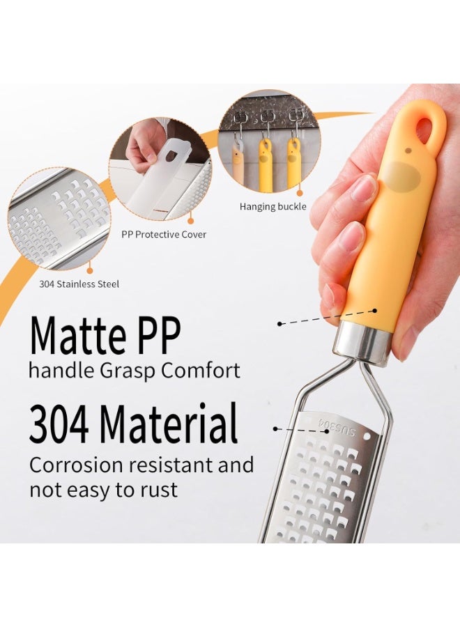 سيوسي Lemon Zester Tool, Stainless Steel Citrus Grater with Ergonomic Handle, Dual-Sided Fine and Coarse Kitchen Grater for Cheese, Ginger, Garlic, Chocolate, Fruits, Includes Protective Cover (Silver) - Image 3