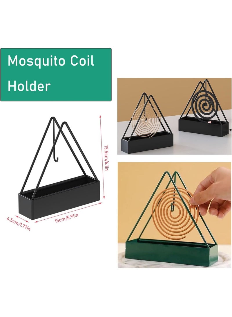 SOLARAE 2 Pack Coil Insense Burner Mosquito Coils Holder Full Metal Triangular Hanging Coil Tray Ash Catcher Storage Bracket Coil Vertical Stand Support Base for for Indoor Outdoor Camping - Image 2