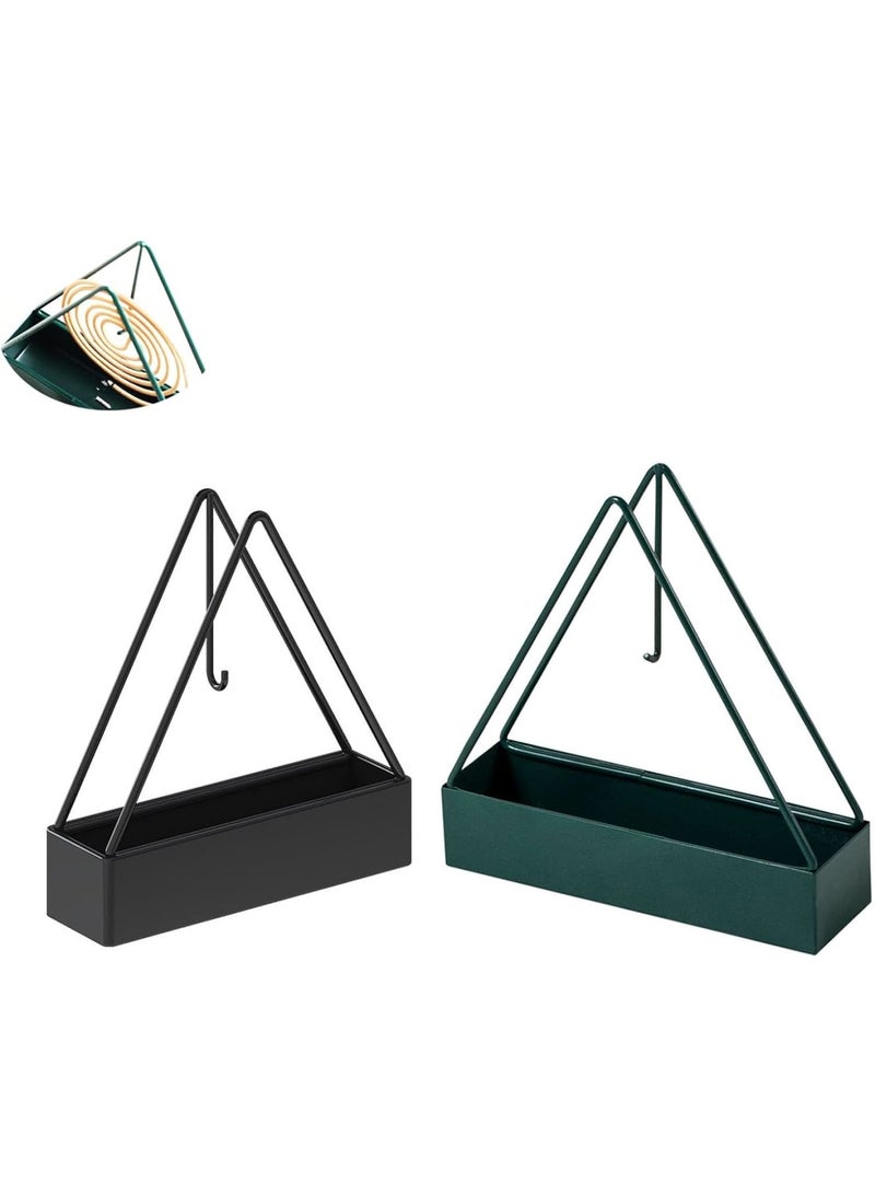 SOLARAE 2 Pack Coil Insense Burner Mosquito Coils Holder Full Metal Triangular Hanging Coil Tray Ash Catcher Storage Bracket Coil Vertical Stand Support Base for for Indoor Outdoor Camping - Image 1