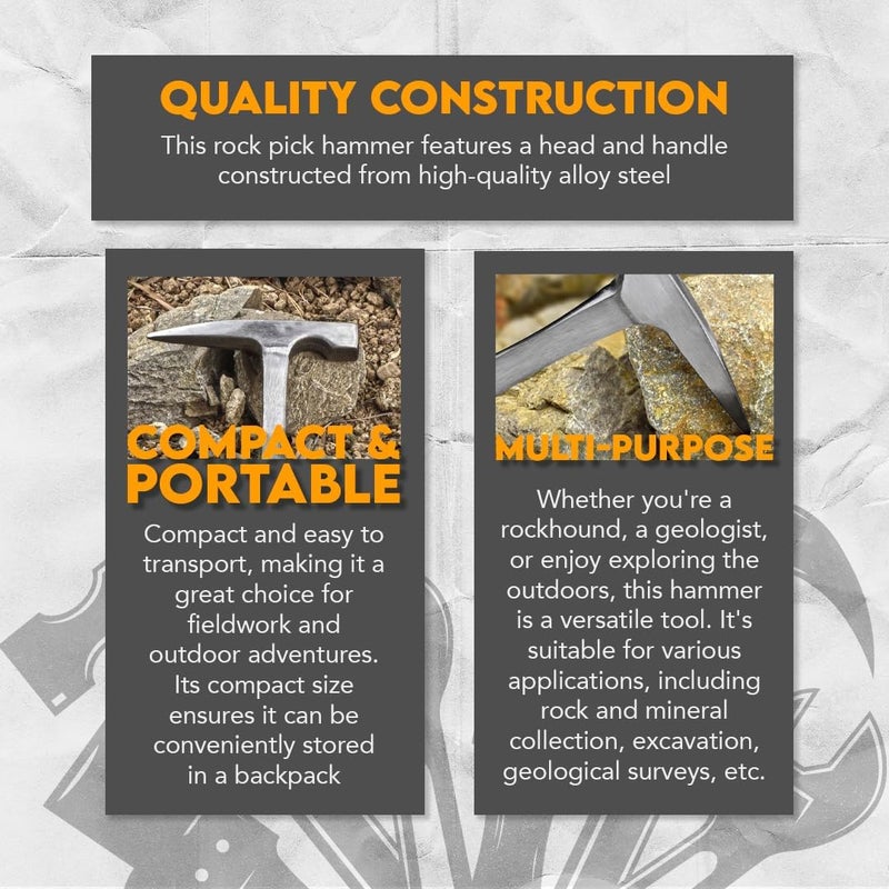 SE 20 oz. Rock Pick Hammer - Durable Drop-Forged Steel Construction - Image 2