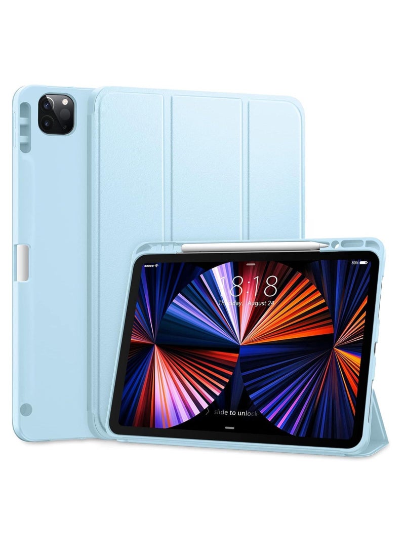 TIGER iPad Pro 12.9 Case 2021 – Full Body Protective Smart Cover with Apple Pencil 2 Charging, Auto Sleep/Wake, Soft TPU Back for iPad Pro 12.9-inch 5th Gen, Ice Blue – Slim, Durable, and Stylish Protection - Image 1