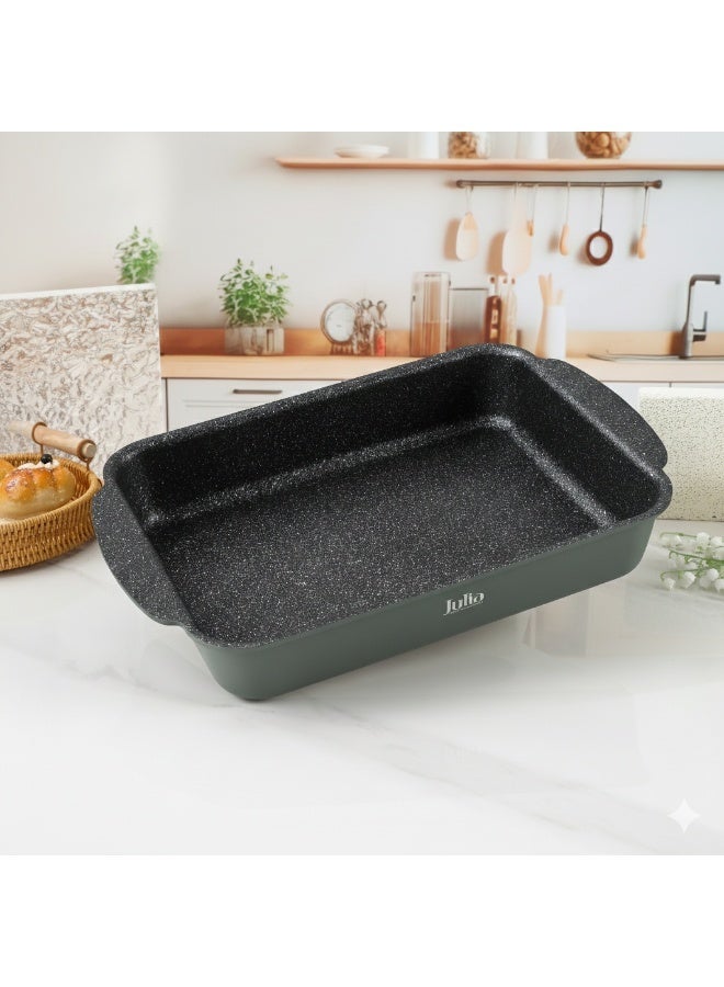 جوليا مِقلاة مستطيلة جوليا  إيليت برو 34 سم - أخضر - جرانيت أسود غير لاصق - يدعم الحث الحراري - Image 1