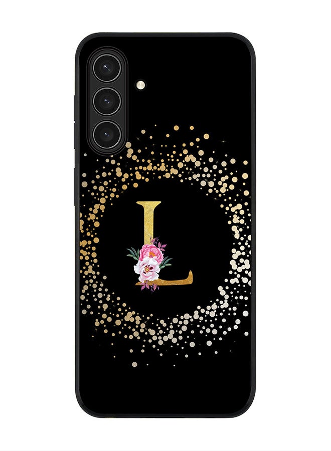 Stylizedd For Samsung Galaxy A17 / A17 4G Case,Slim fit Camera Protection, Shockproof Thin Phone cover  - Custom Monogram Floral - L ( Black )