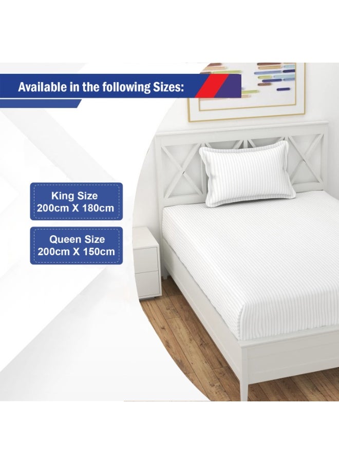 Home Smart Home Smart Fitted Bed Sheet Plain Cotton Bed Sheet with 2 Pillow Covers Ivory  - Image 3