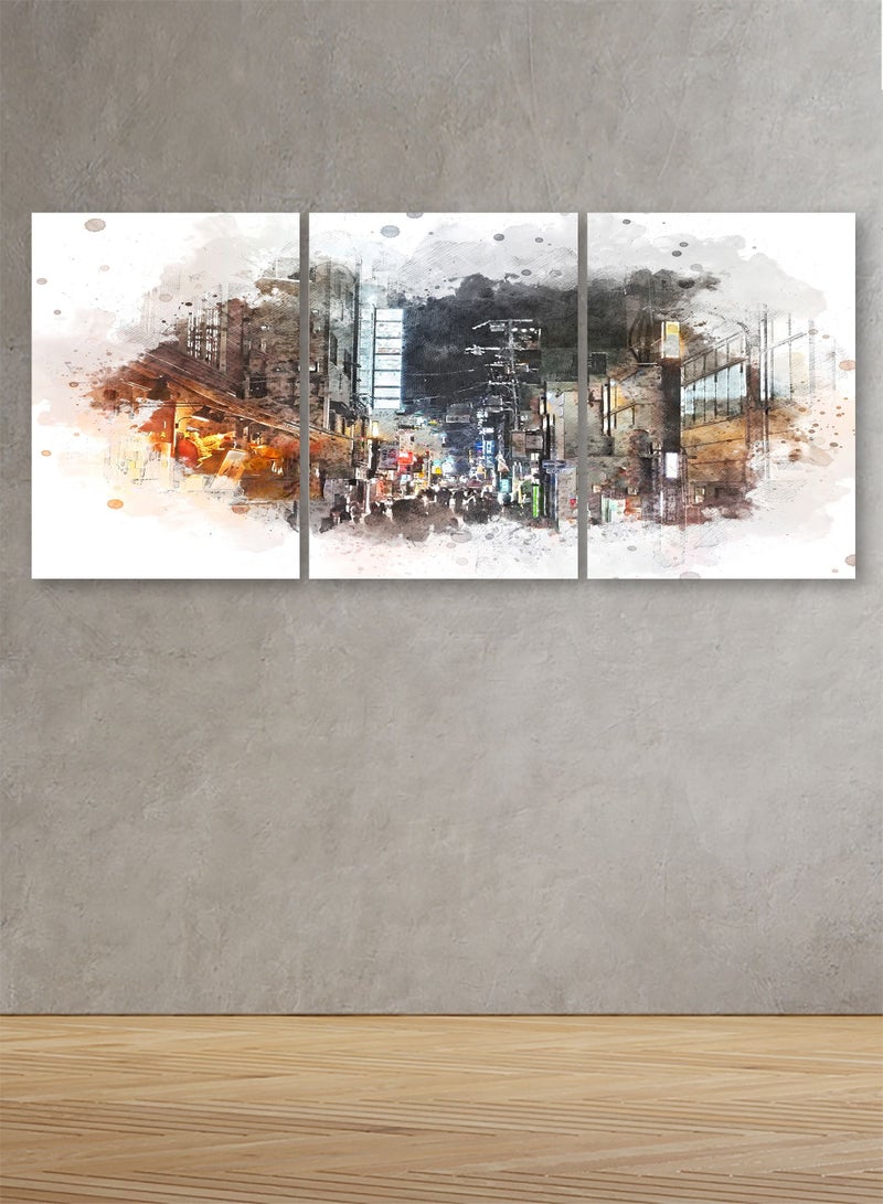 ماركتنا لوحة جدارية فنية لتزين الحائط بتصميم تجريدي ، ثلاث قطع ،مقاس ( 120X60cm) - Image 1