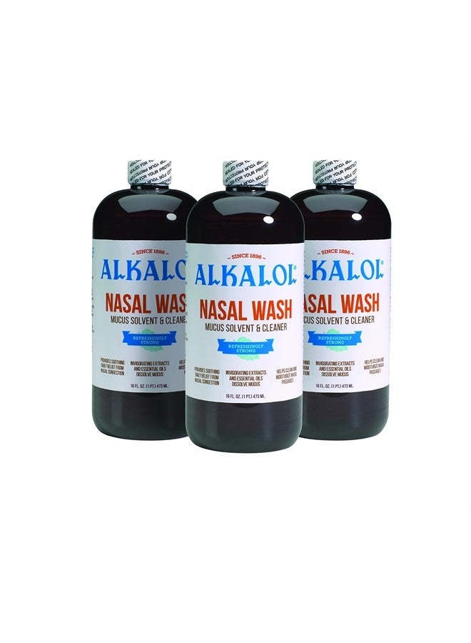 Alkalol محلول غسول الأنف الأصلي، 3 عبوات - 16 أونصة سائلة، 16 أونصة سائلة (عبوة من 3 قطع) - Image 1