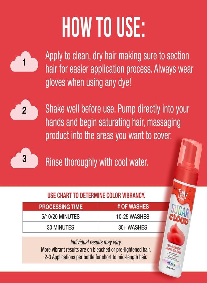 Punky Sugar Cloud Semi-Permanent Foam Hair Color, Licorice - Vibrant Hair Dye for Long-Lasting Color, Easy Application Foam Hair Dye, 6 fl oz. - Image 4