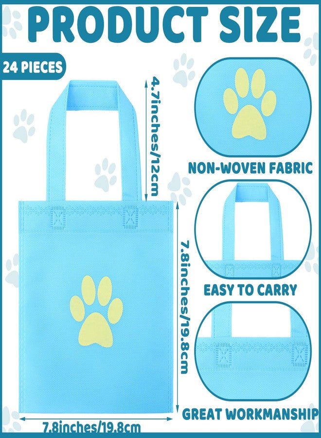 Aliceset 24 Pcs Dog Paw Gift Bags with Handles 7.8 x 7.8 Inch Reusable Non Woven Cartoon Goodie Bags Paw Print Bags Dog Party Favor Bags for Dog Puppy Pet Treat Birthday Party Supplies Decorations - Image 3