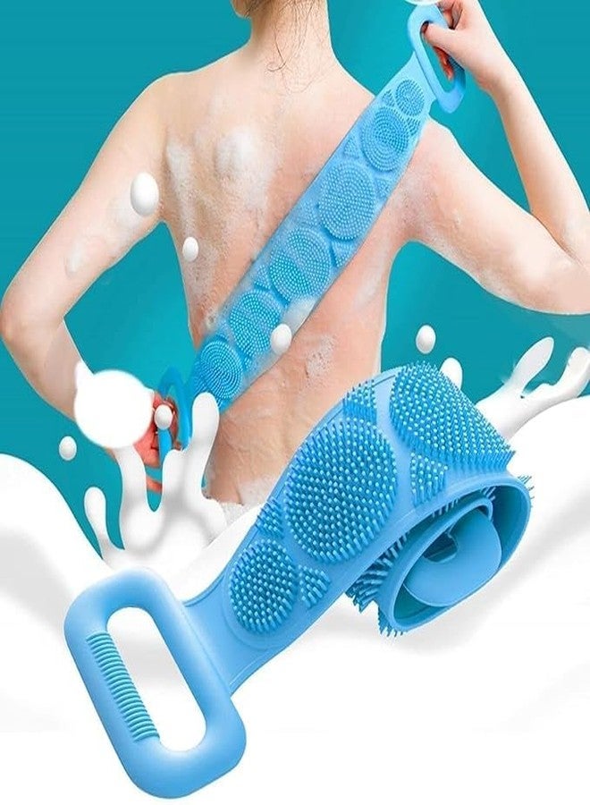 SNEVIL 2 Pcs Combo Silicone Soft Cleaning Body Bath Brush With Shampoo Dispenser and Back Scrubber for Deep Cleaning Bath Brush For Dead Skin Removal Gentle Massage Exfoliation For Kids Men And Women (Back,Body Scrubber combo) - Image 3
