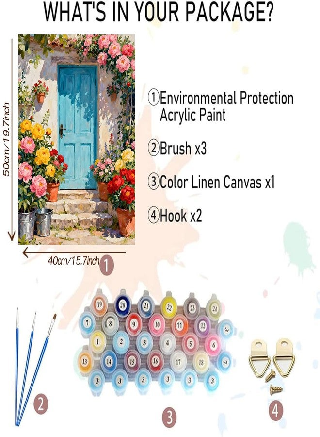 MBNTJHT Scenery Paint by Numbers Kit for Adults Beginner,Unframed Flowers and Door Oil Paint by Number Kits,DIY Acrylic Painting Art Craft Kit for Home Wall Decor 16x20 Inch. - Image 2