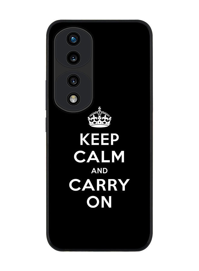 Stylizedd Rugged Black edge case for Honor 70 Pro Slim fit Soft Case Flexible Rubber Edges Anti Drop TPU Gel Thin Cover - Keep calm and carry on - Image 1
