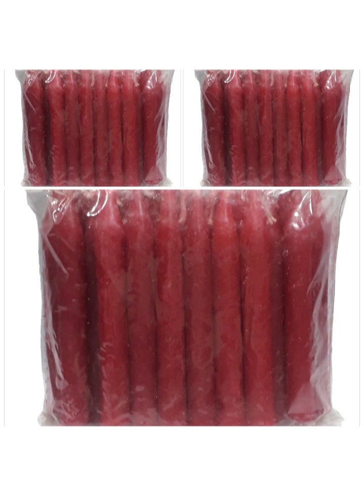 Lighting Candles – Red – Unscented – 9 cm length, 12 mm diameter – For birthdays, special occasions, and emergencies – Pack of 25 candles (Offer: 3 packs = 75 candles)