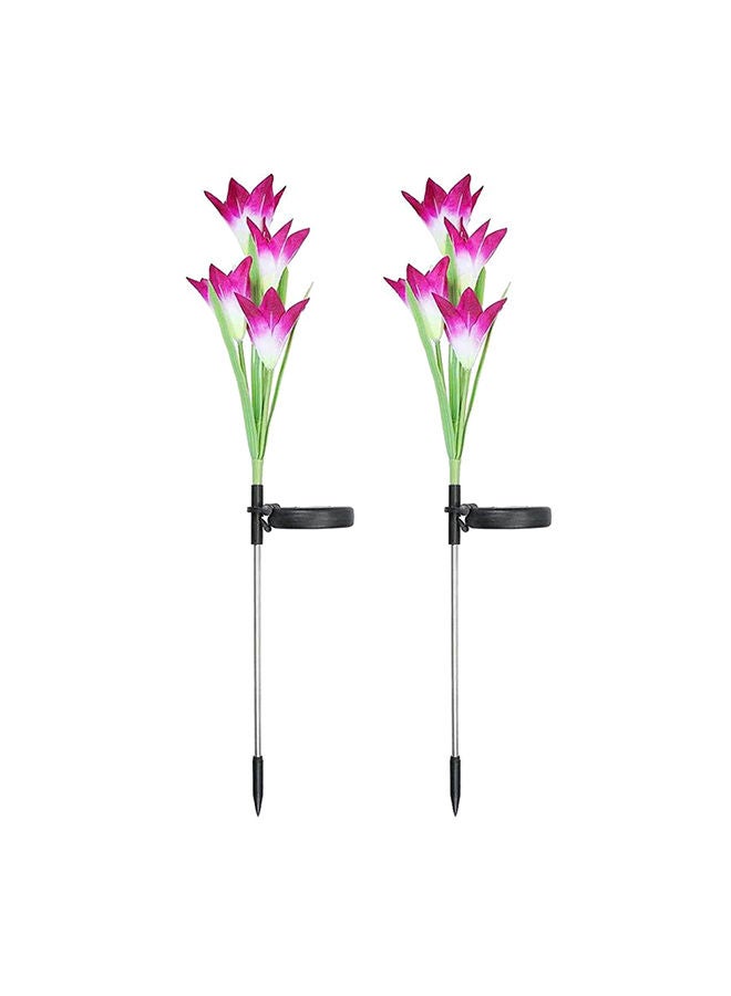 NIBEMINENT 2-Piece Solar Power Simulation Lily Flower Garden LED Light Set Multicolour - Image 1