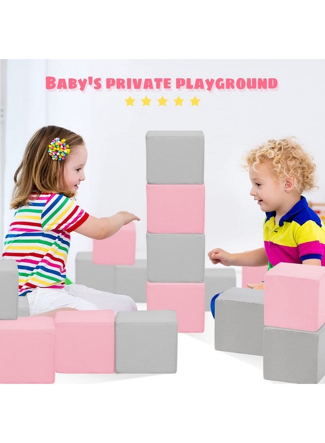 TRENDBOX 6 Pcs Toddler Foam Blocks, 5.5inch Soft Foam Cubes Blocks with Detachable Washable Cover, Soft Play Blocks for Toddlers and Kid （Light Gray & Pink） - Image 5