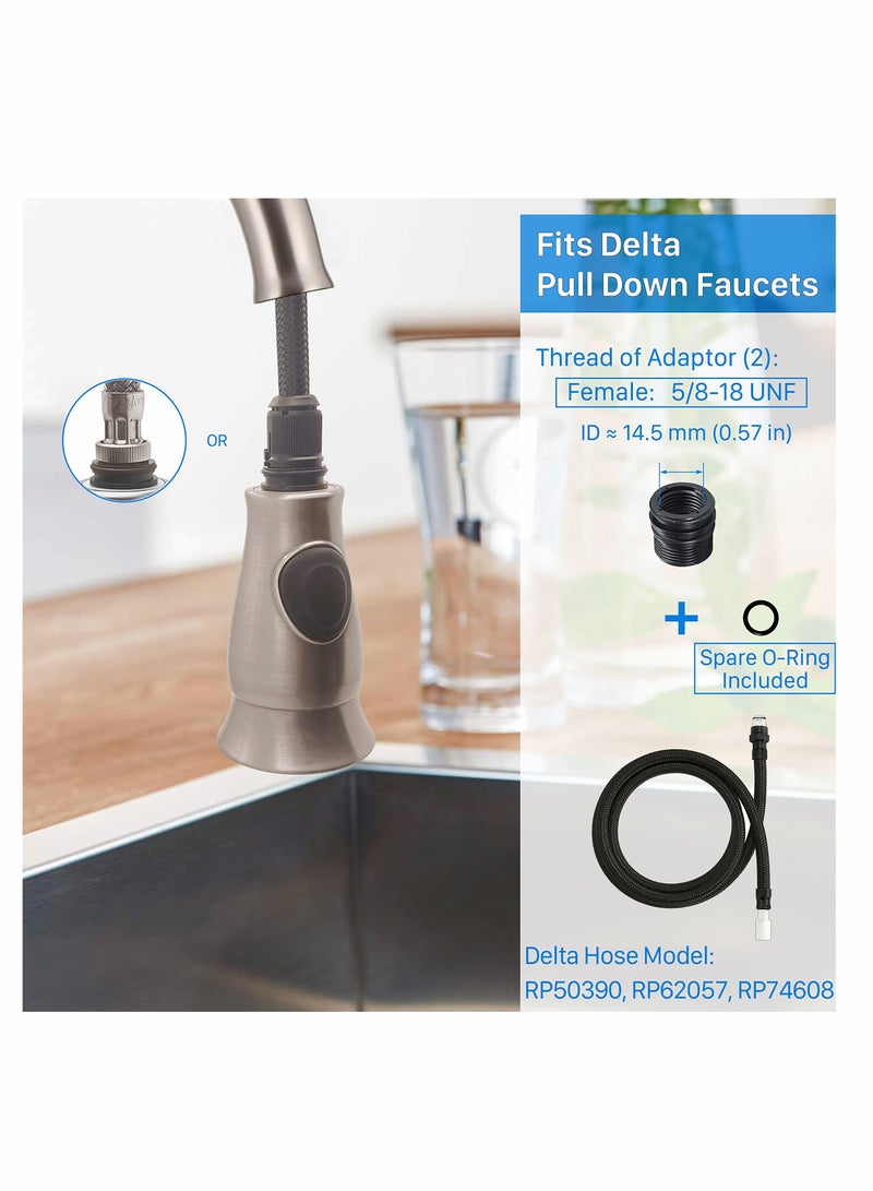 Kitchen Faucet Pull Down Spray Head,  Faucet Sprayer Replacement for Kitchen Sink Pull-Down Faucet, 3 Function Kitchen Tap Spray Spout Part Brushed Nickel - Upgraded Ver