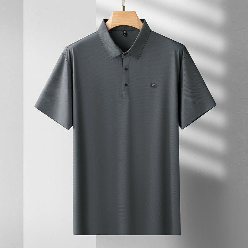 2024 Men'S Jinammonia Fabric T-Shirt Plus Large Size Fashionable Casual Lapel Ice Silk Short Sleeve T-Shirt - Image 3