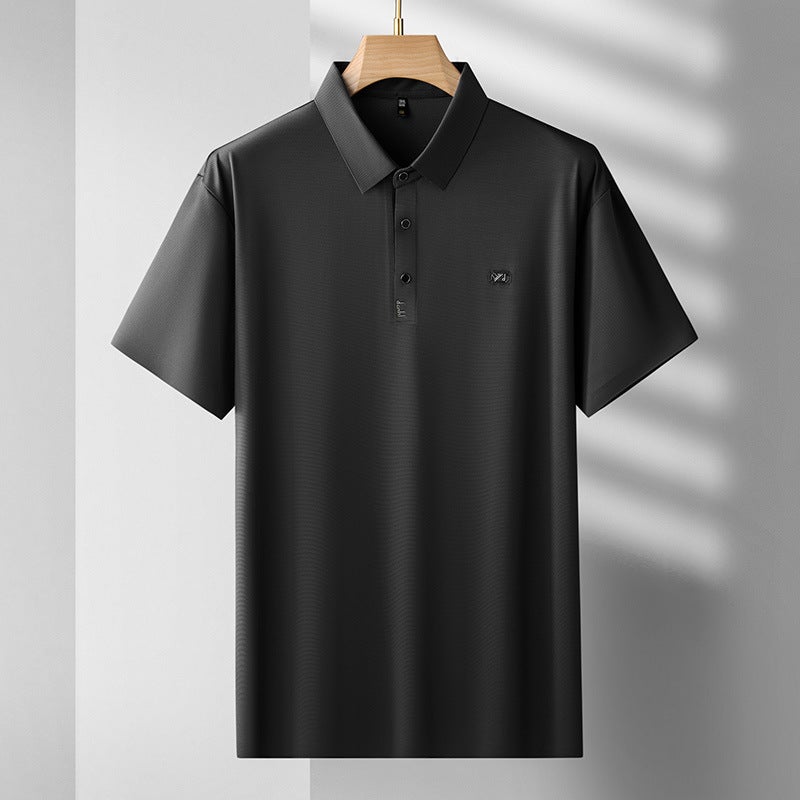 2024 Men'S Jinammonia Fabric T-Shirt Plus Large Size Fashionable Casual Lapel Ice Silk Short Sleeve T-Shirt - Image 1