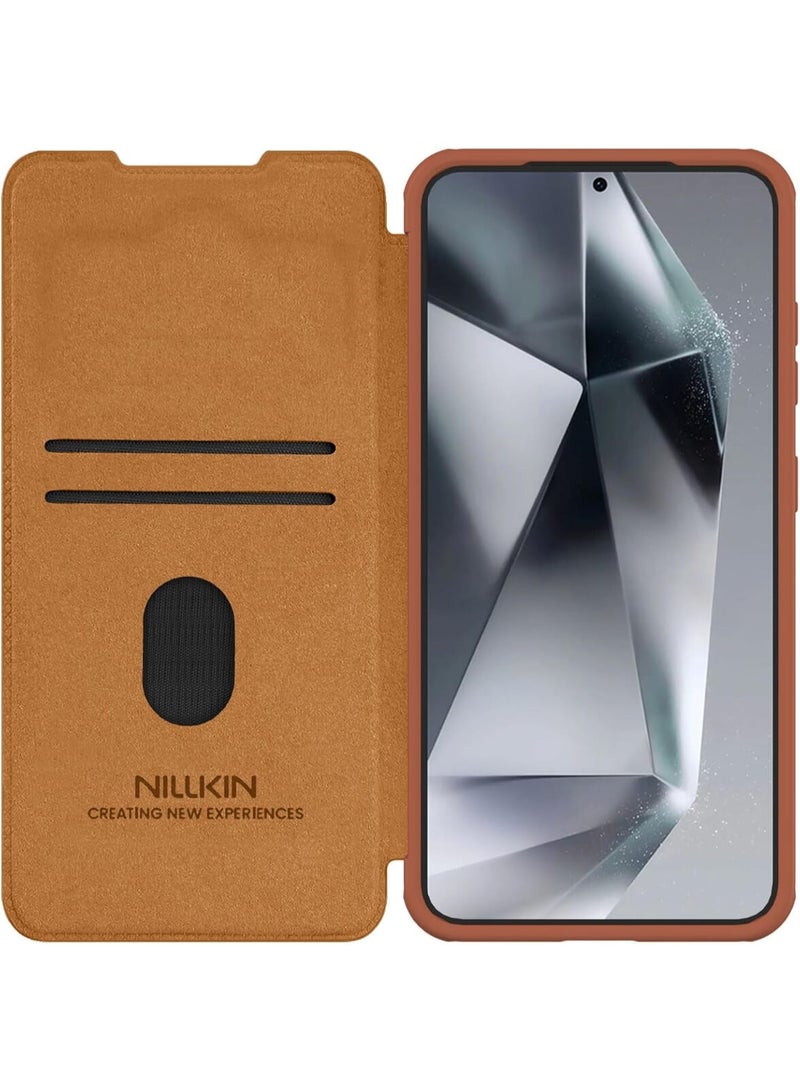 Nillkin QIN Pro Leather Case for Samsung Galaxy S25| Elegant Leather Design & Durable Protection - Brown - Image 4
