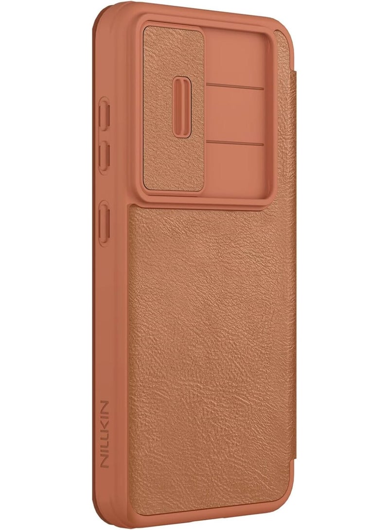 Nillkin QIN Pro Leather Case for Samsung Galaxy S25| Elegant Leather Design & Durable Protection - Brown - Image 3