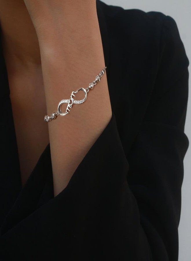 BriLove Mother's Day Bracelet for Mom,Gorgeous Cubic Zirconia Dainty Infinity Bracelets Gift for Women Birthday/Mothers Day/Valentines Day/Christmas Clear Silver-Tone - Image 2