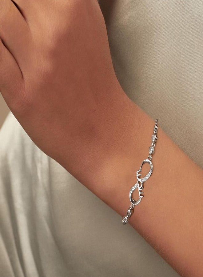 BriLove Mother's Day Bracelet for Mom,Gorgeous Cubic Zirconia Dainty Infinity Bracelets Gift for Women Birthday/Mothers Day/Valentines Day/Christmas Clear Silver-Tone - Image 3