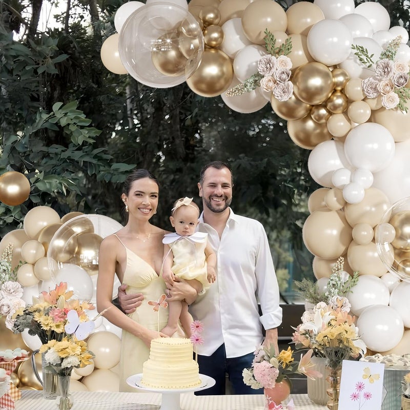 NUTTYBASH White and Gold Balloon Arch Kit, Metallic Gold and Sand White Balloon Garland Kit for Wedding Birthday Baby Shower Gender Reveal Bridal Decorations - Image 5