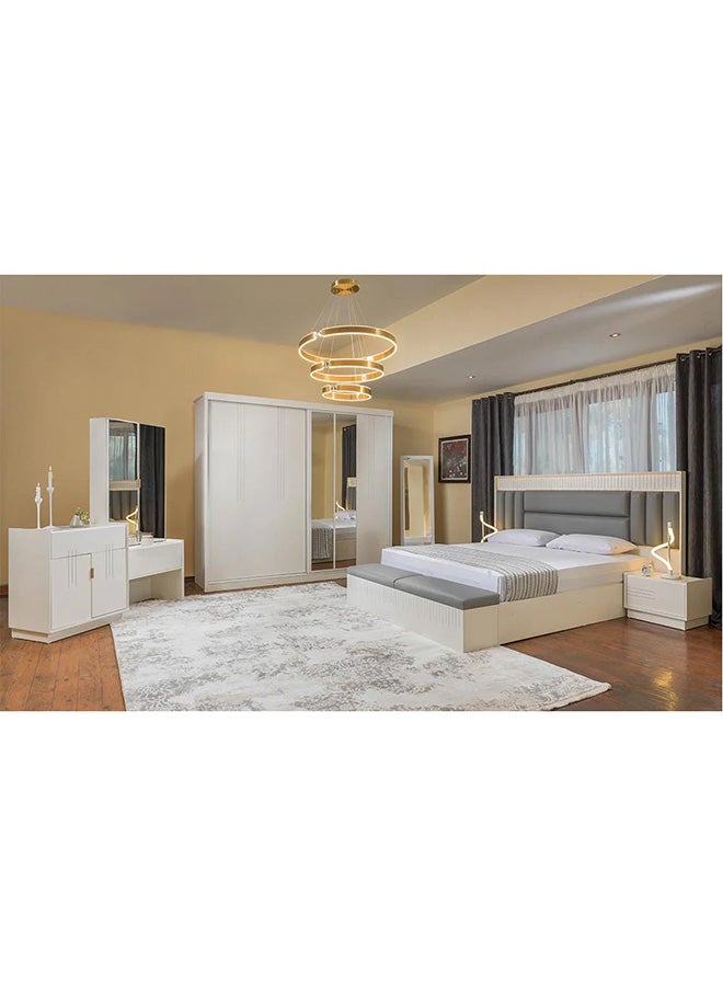 MK Kabbani Furniture Light 7 PC Full Bedroom Set - 180x200 cm with wardrobe  - Image 1