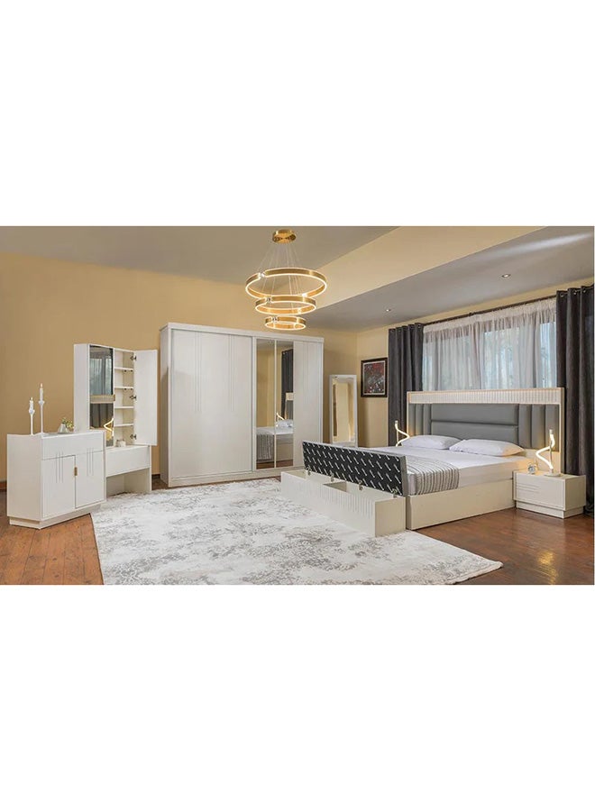 MK Kabbani Furniture Light 7 PC Full Bedroom Set - 180x200 cm with wardrobe  - Image 2
