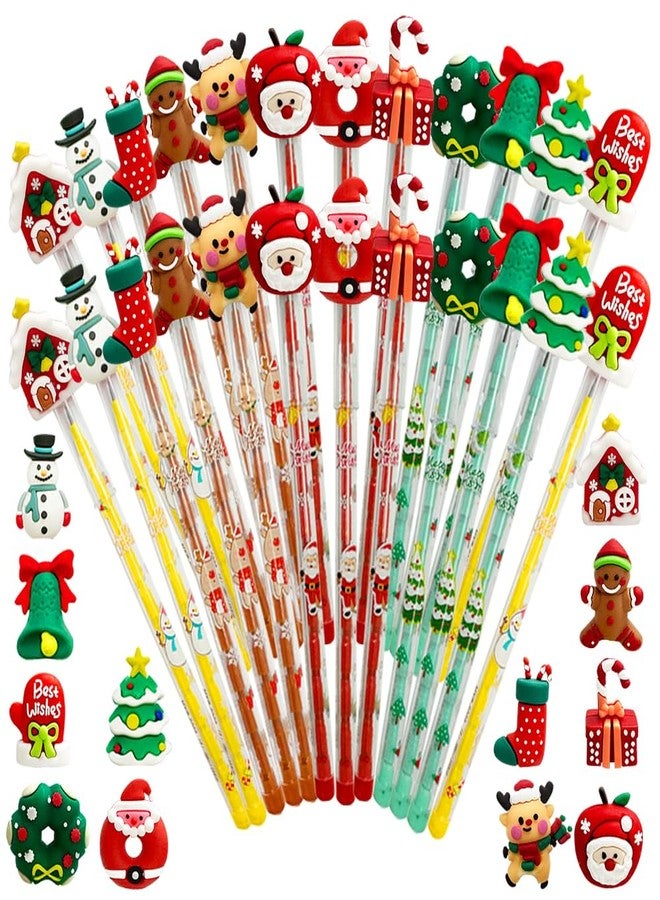 AWEELON 24 Pcs Christmas Pencils Bulk Multi Point Push Pencils with for Christmas - Image 1